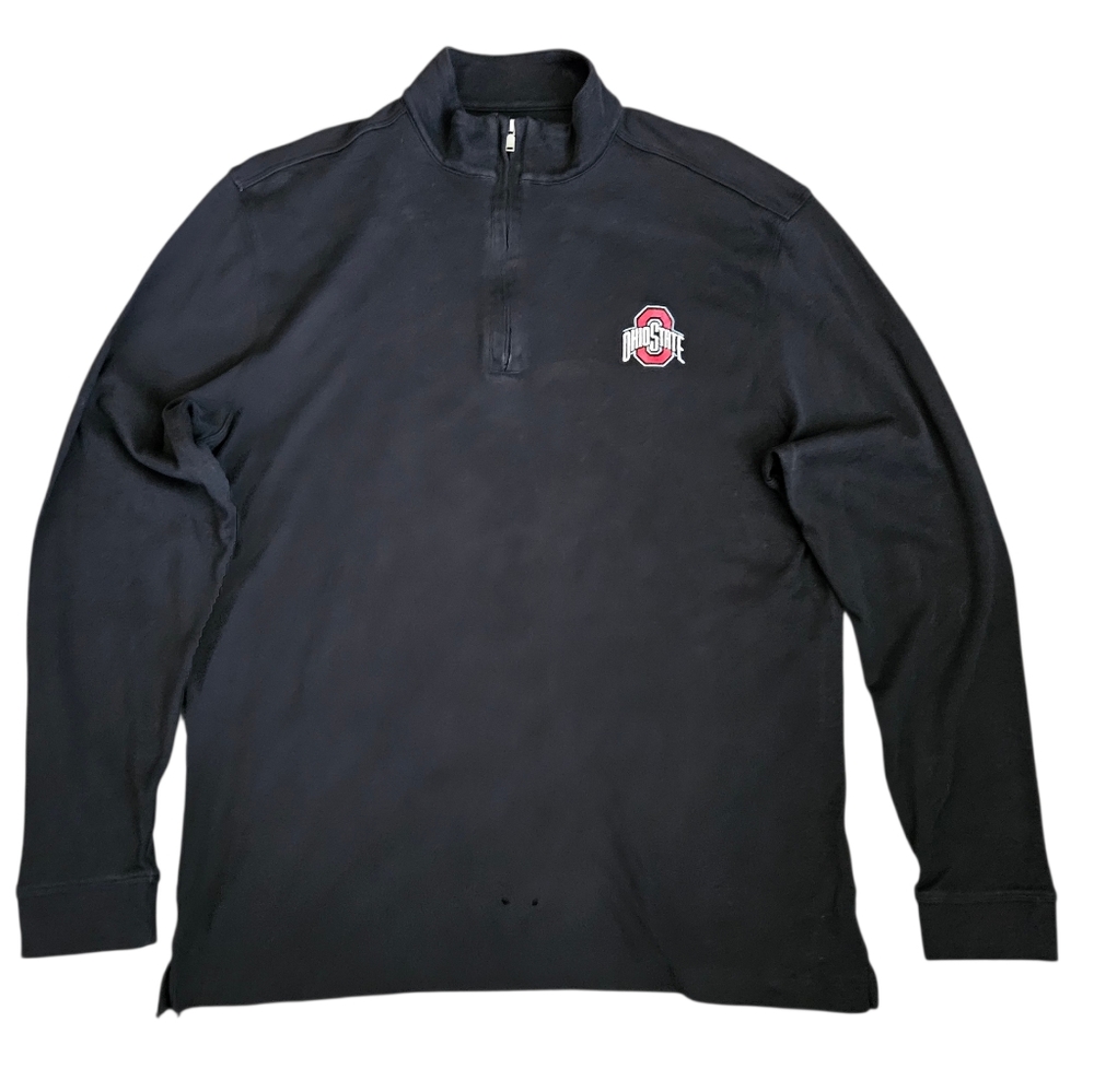 Ohio State Sz Lg Black Cutter & Buck Peruvian‎ Pima Cotton 1/4 Zip Pullover